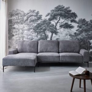 3-Sitzer-Sofa dunkelgrau und Recamiere links 134x84x260cm Stoff Grau sweeek Sofas und Sessel Sofas Ecksofas