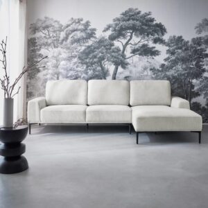 3-Sitzer-Sofa cremeweiß und Recamiere rechts 134x84x260cm Stoff Beige sweeek Sofas und Sessel Sofas Ecksofas