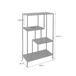 wohnli-moebel-suche-M24010399-1 Bücherregal mit 4 Ebenen aus schwarzem Metall 69x113x33cm Metall Schwarz sweeek Möbel Wohnzimmermöbel Regale