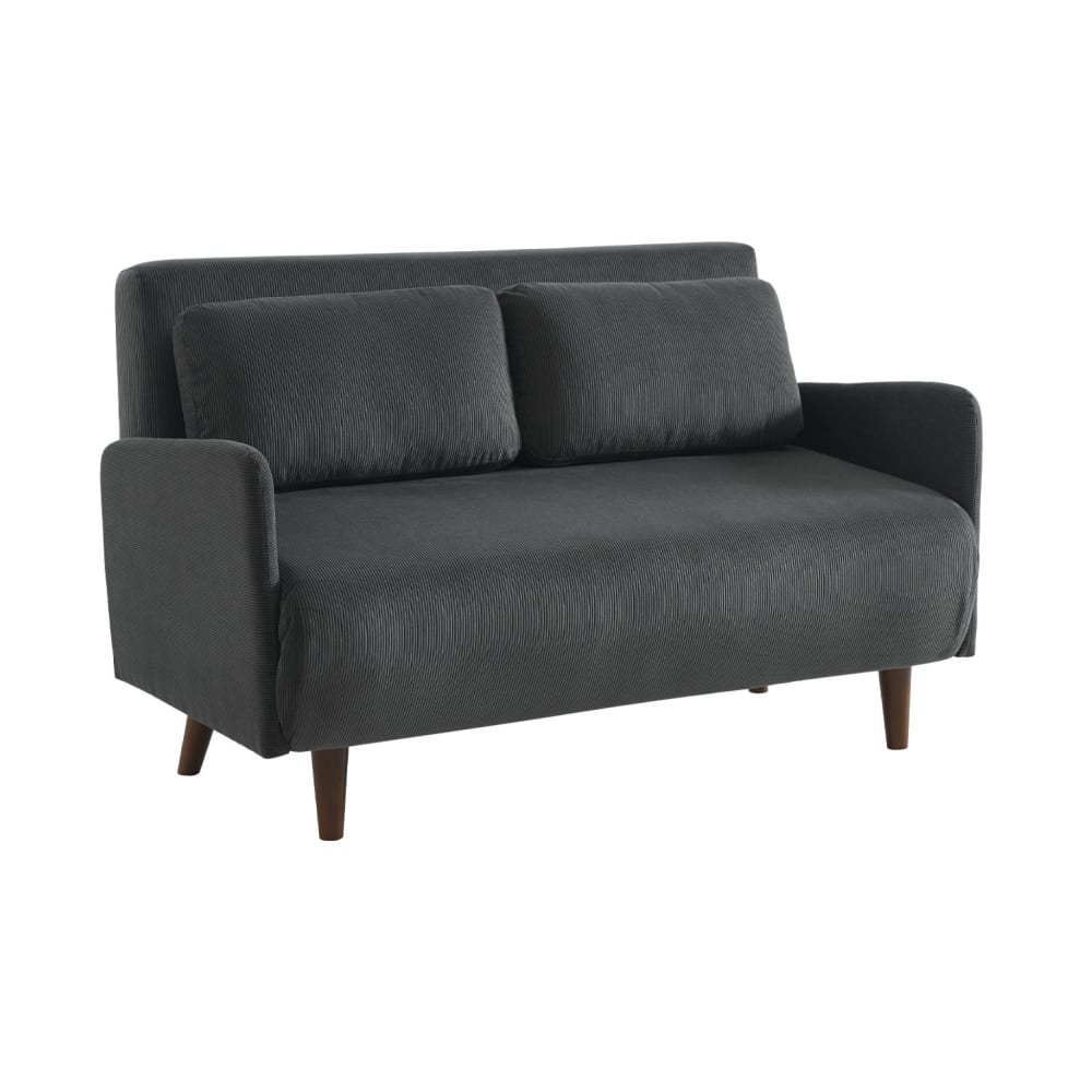 Wohnli Möbelsuche - 2-Sitzer-Sofa mit Schlaffunktion und dunkelgrauem Cordbezug