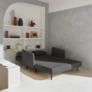 2-Sitzer-Sofa mit dunkelgrauem Cordbezug 131x81x75cm Samt Grau sweeek Sofas und Sessel Sofas Schlafsofas