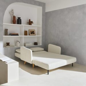 wohnli-moebel-suche-M24010408-1 2-Sitzer-Sofa mit weißem Cordbezug 131x81x75cm Samt Weiß sweeek Sofas und Sessel Sofas Schlafsofas