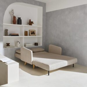 2-Sitzer-Sofa mit graubeigem Cordbezug 131x81x75cm Samt Beige sweeek Sofas und Sessel Sofas Schlafsofas