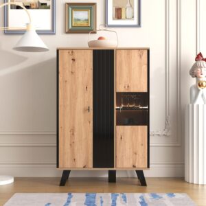 80x40x120cm Spanplatte Schwarz Urban Meuble Möbel Esszimmermöbel Sideboards, Highboards & niedrige Anrichten