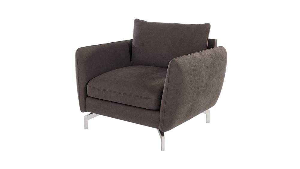 Wohnli Möbelsuche - Moderner Sessel mit Silber-Füßen aus Mikrofaser-Stoff
