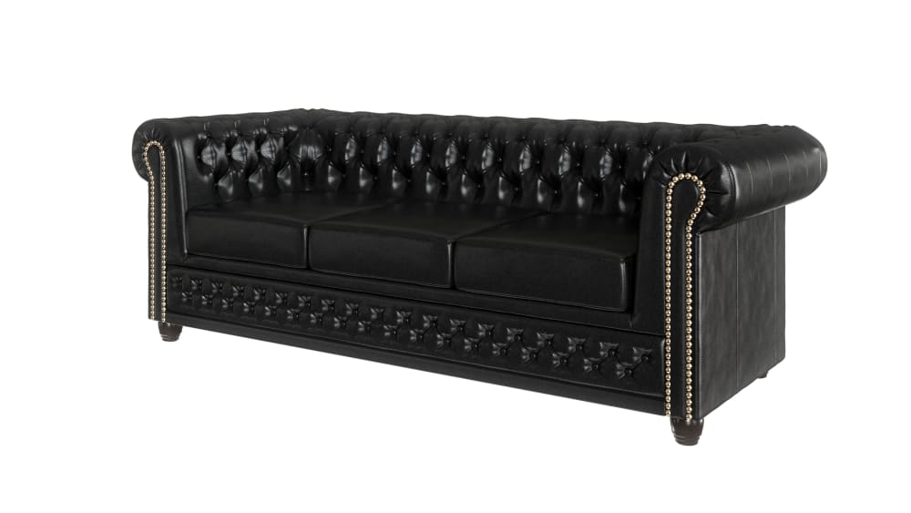 Wohnli Möbelsuche - 3-Sitzer Chesterfield Sofa aus veganem Leder-Bezug