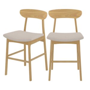 wohnli-moebel-suche-M24011838 Wohnli Möbelsuche - 2er-Set Stühle für zentrale Insel 66 cm in beige Stoff und Holz