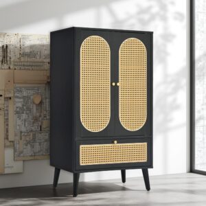 wohnli-moebel-suche-M24012369-1 Schwarzer Aktenschrank aus Holz 60x111x40cm Spanplatte Schwarz Urban Meuble Möbel Büromöbel
