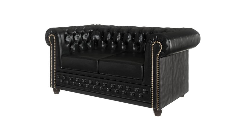 wohnli-moebel-suche-M24012577 Wohnli Möbelsuche - 2-Sitzer Chesterfield Schlafsofa aus veganem Leder-Bezug