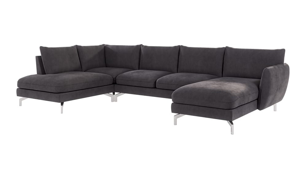 wohnli-moebel-suche-M24013090 Wohnli Möbelsuche - Wohnlandschaft mit Silber-Füßen aus Mikrofaser-Stoff