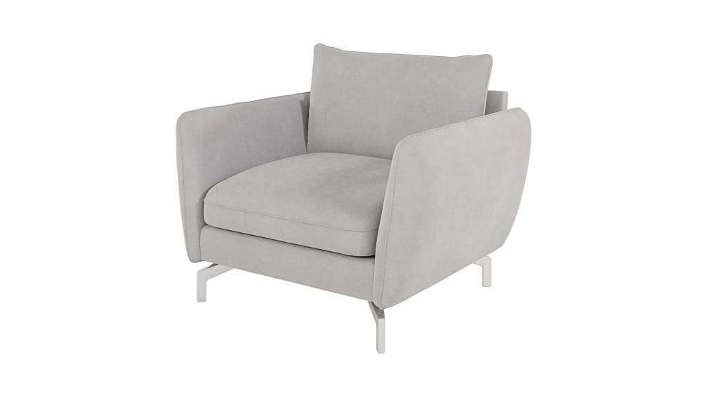 Wohnli Möbelsuche - Moderner Sessel mit Silber-Füßen aus Mikrofaser-Stoff