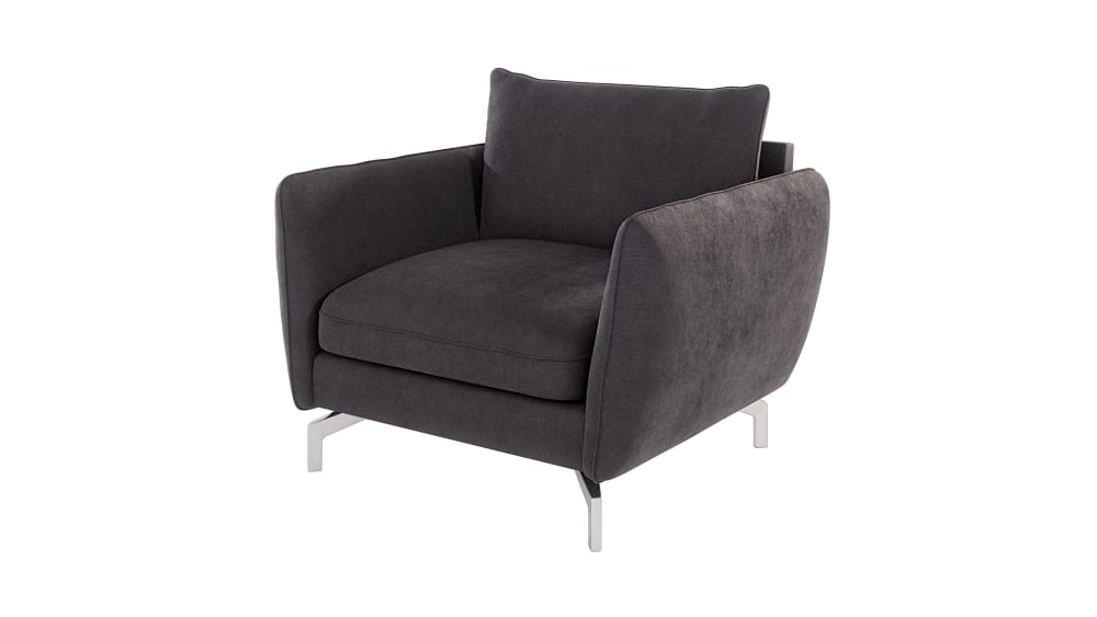 Wohnli Möbelsuche - Moderner Sessel mit Silber-Füßen aus Mikrofaser-Stoff