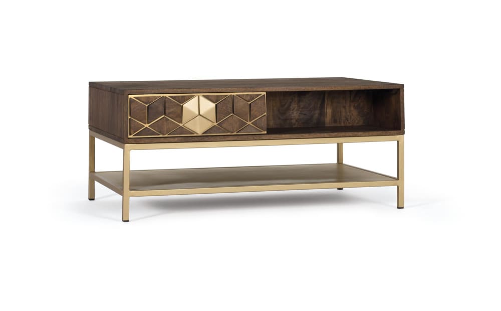 Couchtisch aus Mangoholz und Metall 100x43x60cm Holz Braun GINER Y COLOMER Möbel Wohnzimmermöbel Couchtische