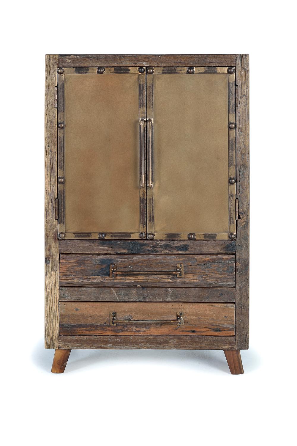 Sideboard aus recyceltem Holz und Metall 75x120x40cm Holz Braun GINER Y COLOMER Möbel Esszimmermöbel Sideboards, Highboards & niedrige Anrichten