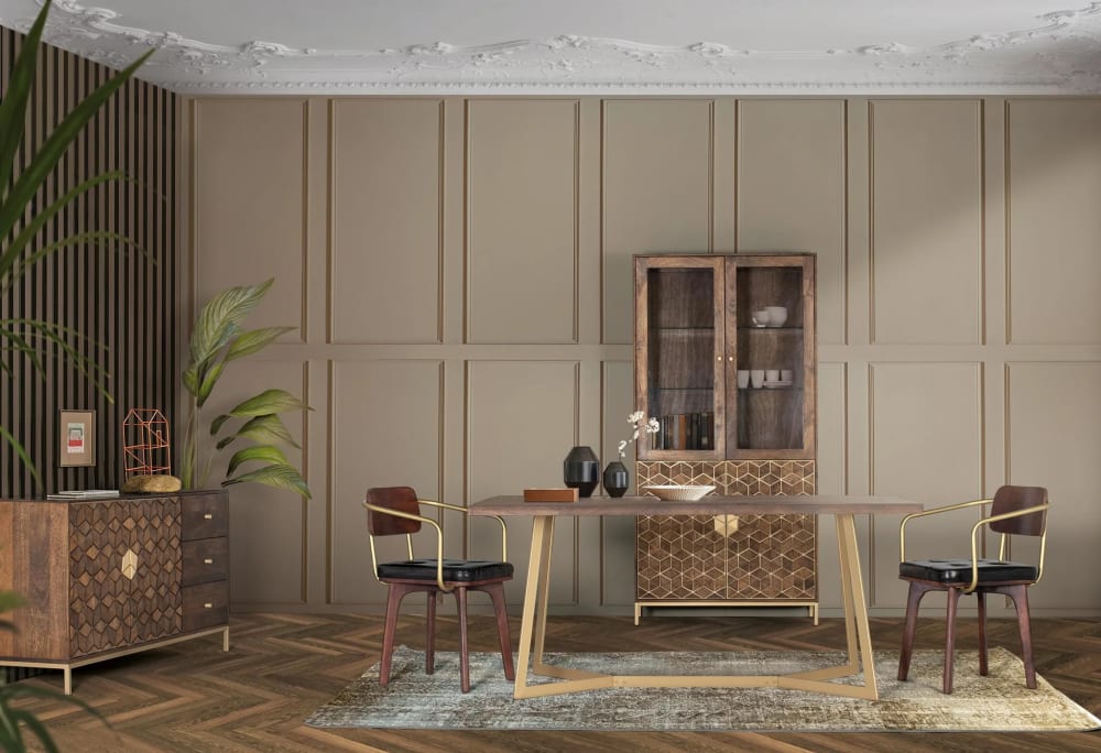 wohnli-moebel-suche-M24013170-1 Vitrine aus Mangoholz und Metall 100x200x40cm Holz Braun GINER Y COLOMER Möbel Esszimmermöbel Vitrine und Vitrinenschrank