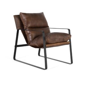 Wohnli Möbelsuche - Brauner Sessel aus Leder und Metall