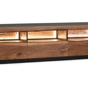 wohnli-moebel-suche-M24013247-1 TV-Schrank aus natürlichem und schwarzem Akazienholz 180x50x42cm Holz Braun GINER Y COLOMER Möbel Wohnzimmermöbel TV-Möbel
