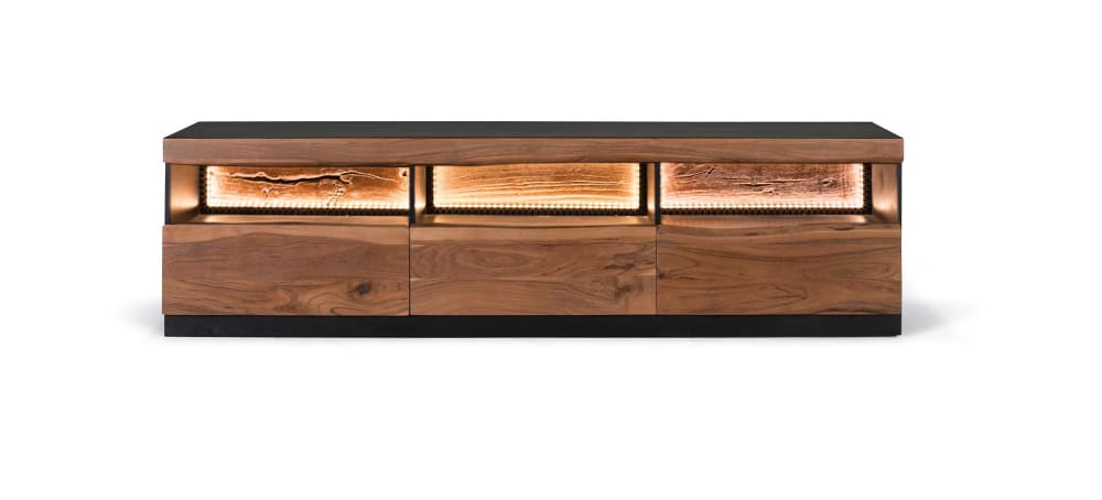Wohnli Möbelsuche - TV-Schrank aus natürlichem und schwarzem Akazienholz