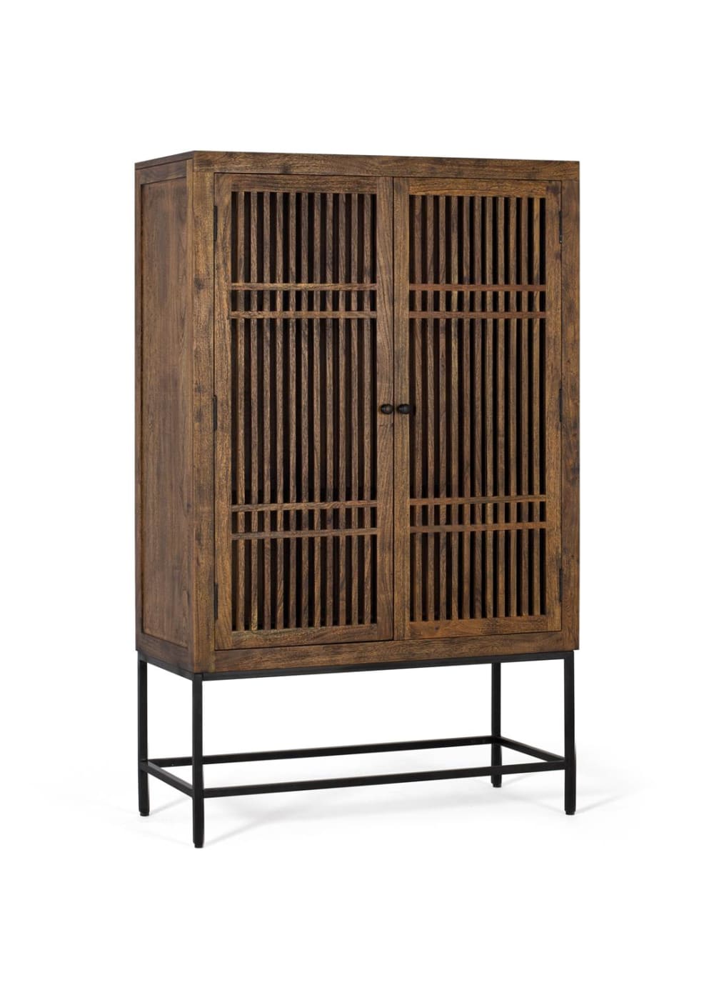 Schrank aus Akazienholz und Metall 100x160x45cm Holz Braun GINER Y COLOMER Möbel Schlafzimmermöbel Schränke