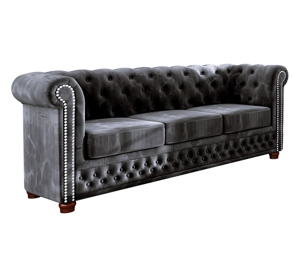Wohnli Möbelsuche - 3-Sitzer Chesterfield Sofa aus Samt-Bezug