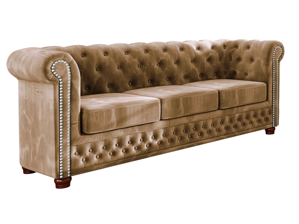 Wohnli Möbelsuche - 3-Sitzer Chesterfield Sofa aus Samt-Bezug