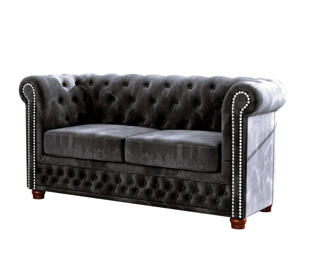 Wohnli Möbelsuche - Chesterfield Sofa 2-Sitzer aus Samt-Bezug