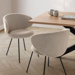 wohnli-moebel-suche-M24013665-1 2er-Set Stoffstühle mit schwarzen Metallbeinen 59x56 h77 cm 58x80x58cm Stoff Beige Drawer Möbel Esszimmermöbel Stühle