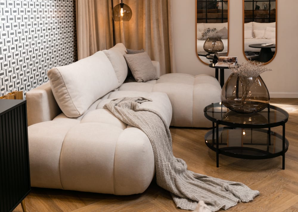 Chenille-Bezug in Creme