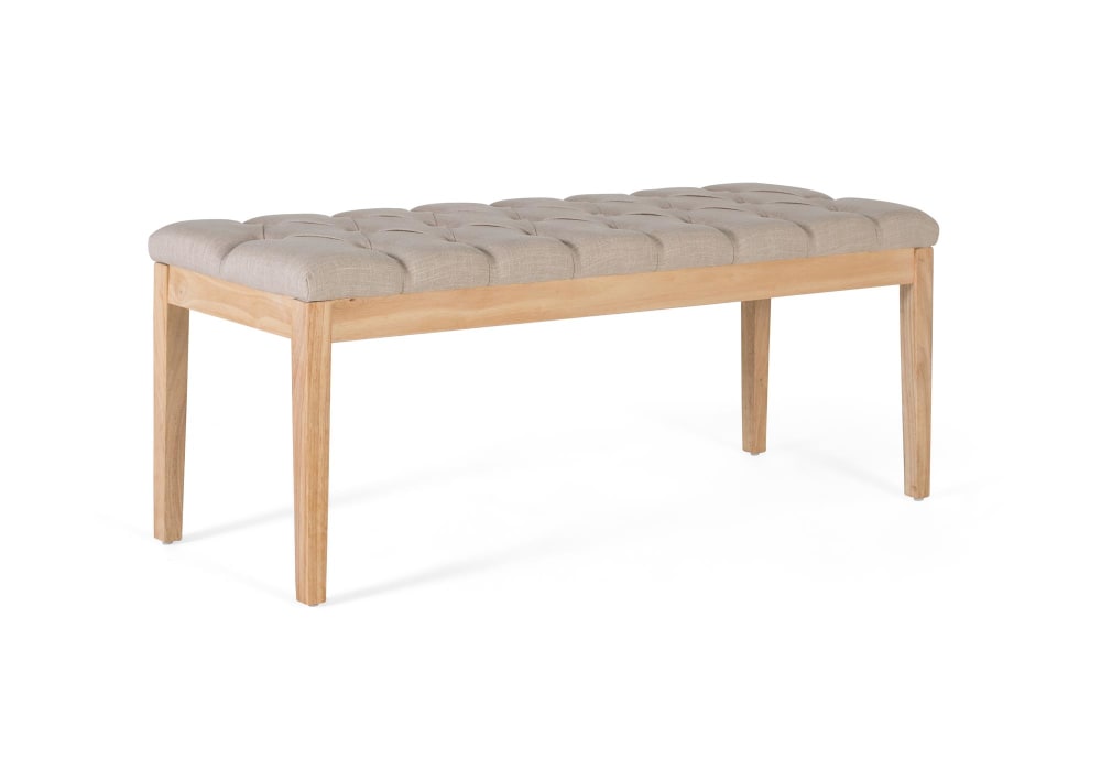 122x47x45cm Stoff Beige GINER Y COLOMER Möbel Esszimmermöbel Sitzbank und Holzbank