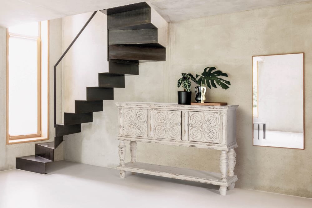 Konsole aus Mangoholz 148x103x44cm Holz Grau GINER Y COLOMER Möbel Wohnzimmermöbel Konsolentische