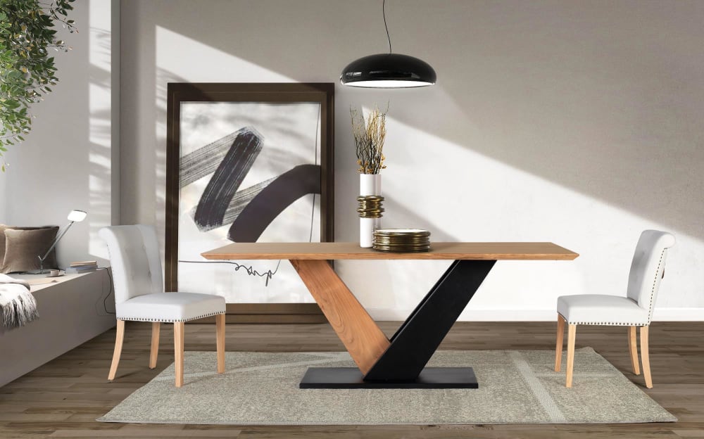 Esstisch aus Akazienholz und Metall 200x77x100cm Holz Braun GINER Y COLOMER Möbel Esszimmermöbel Esstische