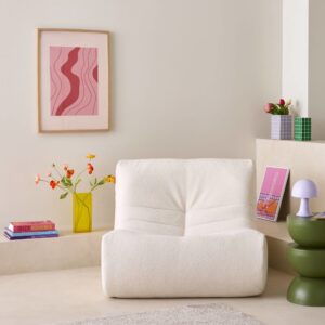 Sessel mit strukturiertem Bouclé-Bezug weiß 1-Sitzer 105x72x91cm Stoff Weiß sweeek Sofas und Sessel Sessel, Poufs und Fußbänke Sessel