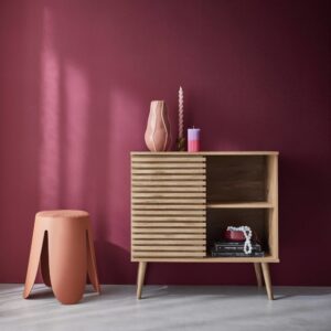 wohnli-moebel-suche-M24015969-1 Sideboard Holzdekor mit geriffelter Schiebetür 80x80x39cm Spanplatte Beige sweeek Möbel Esszimmermöbel Sideboards, Highboards & niedrige Anrichten