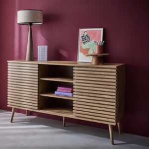wohnli-moebel-suche-M24015972-1 Sideboard Holzdekor 2 Schiebetüren B 140 cm 140x79x39cm Spanplatte Beige sweeek Möbel Esszimmermöbel Sideboards, Highboards & niedrige Anrichten