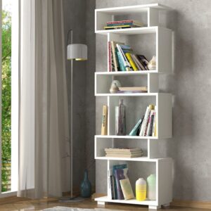 Regal mit 6 Fächern H165 cm - Weiß 60x165x20cm Spanplatte Weiß Calicosy Möbel Wohnzimmermöbel Regale