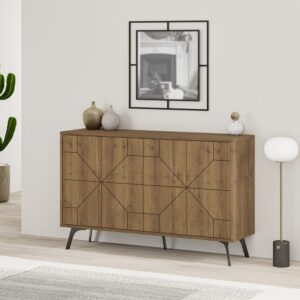 Buffet mit 4 Türen L123 cm - Dekor Eiche 123x77x35cm Spanplatte Braun Calicosy Möbel Esszimmermöbel Sideboards, Highboards & niedrige Anrichten