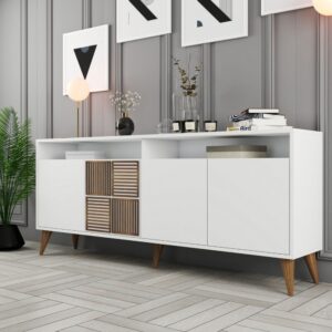 wohnli-moebel-suche-M24016047-1 Buffet mit 4 Türen L180 cm - Weiß 180x79x35cm Spanplatte Weiß Calicosy Möbel Esszimmermöbel Sideboards, Highboards & niedrige Anrichten