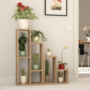 wohnli-moebel-suche-M24016060-1 Regal mit 10 Fächern H89 cm - Eichenoptik Dekor 42x89x20cm Spanplatte Braun Calicosy Möbel Wohnzimmermöbel Regale