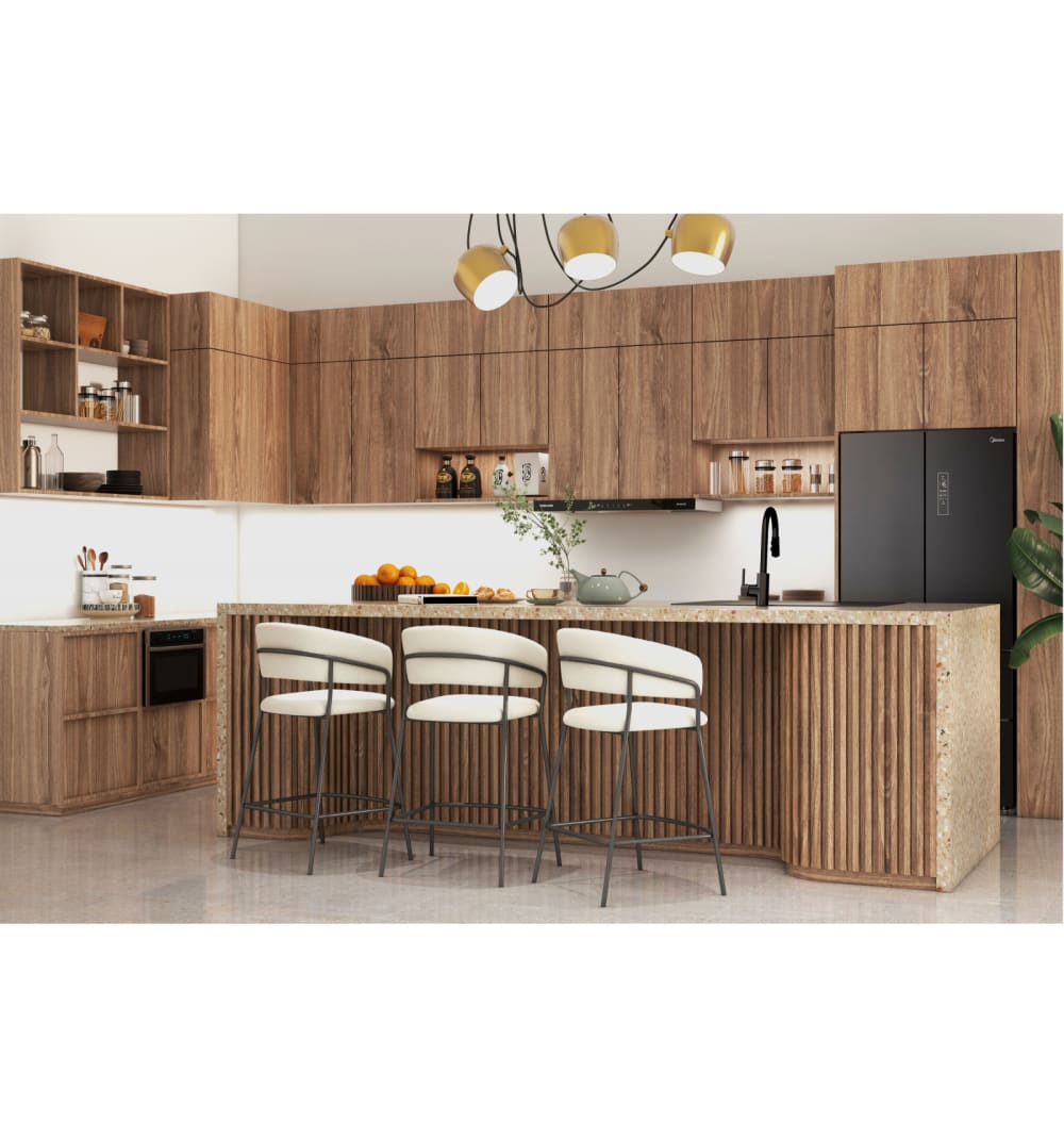 vanillefarben und schwarz