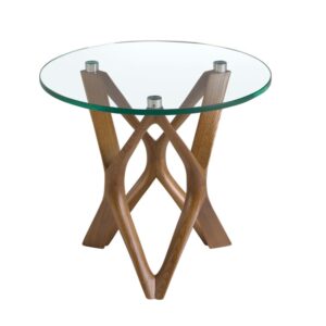 wohnli-moebel-suche-M24016472 Wohnli Möbelsuche - Runder Ecktisch aus gehärtetem Glas und Nussbaumholz