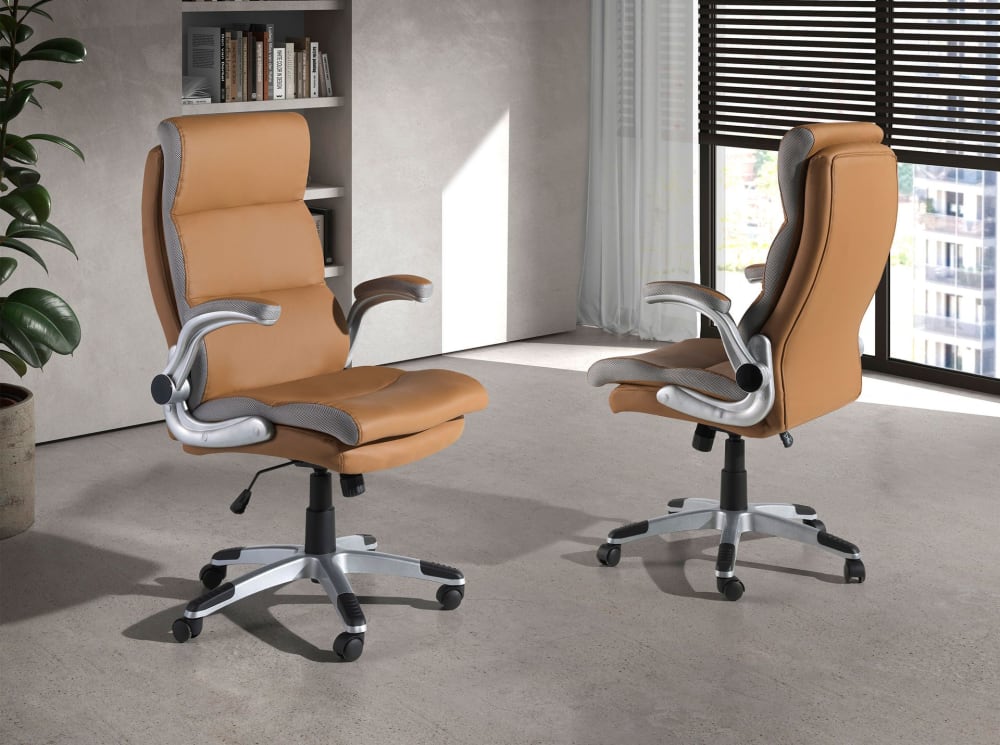 wohnli-moebel-suche-M24016489-1 Bürodrehstuhl aus braunem Kunstleder 72x112x66cm PVC - Polyvinlychlorid Braun Angel Cerda Möbel Büromöbel Bürostühle