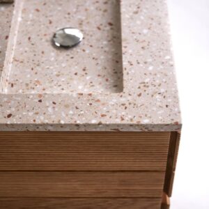 Badmöbel aus massivem Eichenholz und Premium-Terrazzo Pink 60 cm 60x90x46cm Holz Beige Tikamoon Möbel Badezimmermöbel Badezimmerschränke