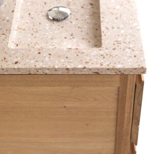 Badezimmermöbel Easy aus Eichenholz und Premium-Terrazzo Pink 60 60x90x45cm Holz Beige Tikamoon Möbel Badezimmermöbel Badezimmerschränke