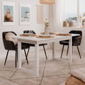 Esstisch ausziehbar im Industriestil für 10 Personen in Weiß 200x75x90cm Spanplatte Weiß Concept Usine Möbel Esszimmermöbel Esstische