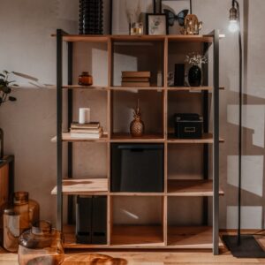 Regal im Industriestil 107x145x39cm Spanplatte Braun Concept Usine Möbel Wohnzimmermöbel Regale