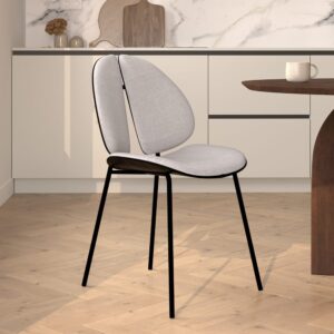 wohnli-moebel-suche-M24022889-1 Stuhl aus grauem Stoff und schwarzem Holz 51x81x51cm Stoff Grau Maison Pavane Möbel Esszimmermöbel Stühle