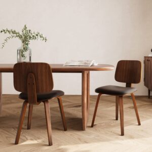 2er Set Stühle aus Walnussholz und schwarzem Stoff 49x80x44cm Holz Schwarz Rendez-Vous Déco Möbel Esszimmermöbel Stühle