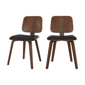 wohnli-moebel-suche-M24022890 Wohnli Möbelsuche - Set von 2 Stühlen aus Nussbaum-Furnier und schwarzem PU