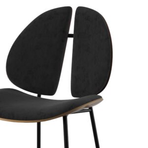 wohnli-moebel-suche-M24022891-1 Samtstuhl in Schwarz und Nussbaumholz 51x81x51cm Samt Schwarz Maison Pavane Möbel Esszimmermöbel Stühle