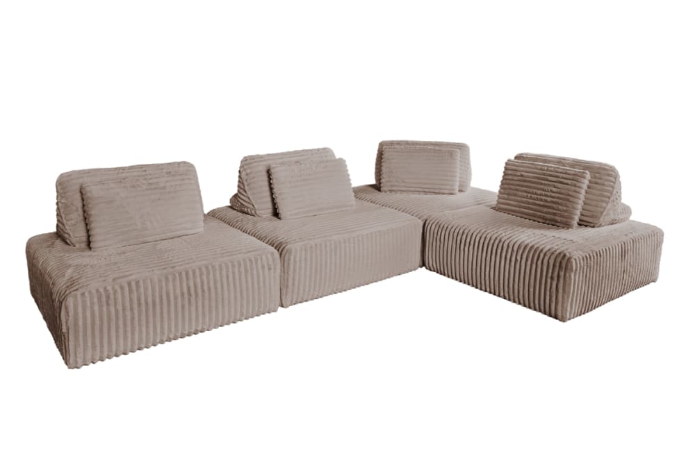 Wohnli Möbelsuche - Modulares 4-Sitzer Sofa mit Kissen aus Breitcord
